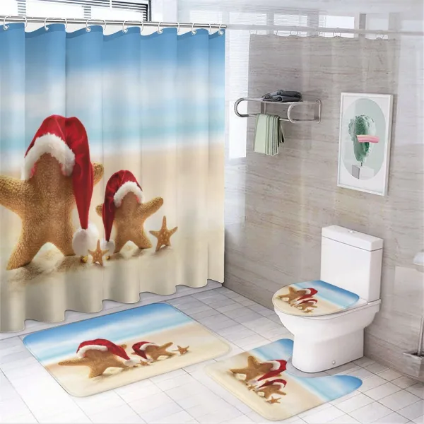Santa Starfishes on a shower curtain