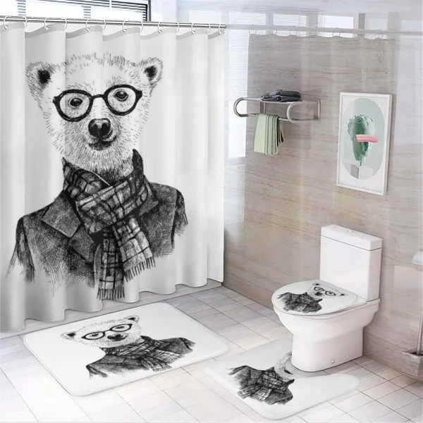 Sketch Bear on a shower curtain