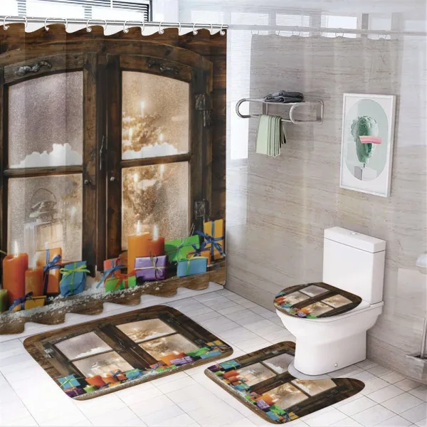 Snow Weather Rustic Style on a shower curtain