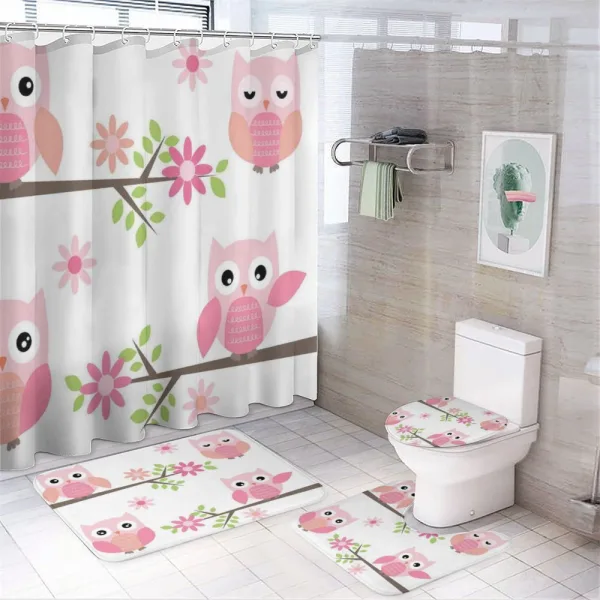 Spring Floral Baby Owls on a shower curtain
