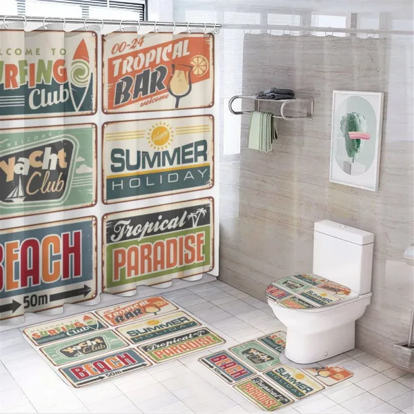 Summer Holiday Vintage on a shower curtain