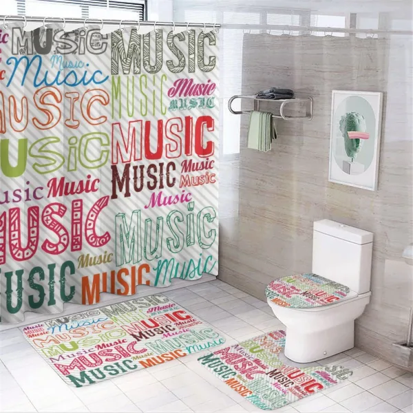 Typography Rhythm Funky on a shower curtain