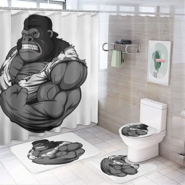Animal Athlete Gorilla on a shower curtain