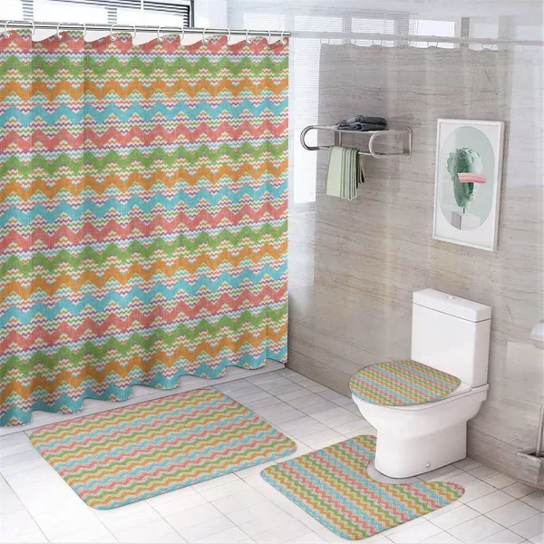 Bohemian Retro Zigzag on a shower curtain