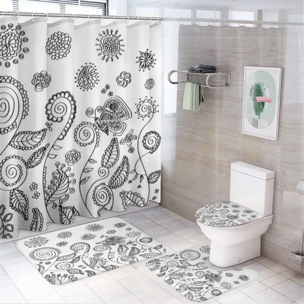 Doodle Swirled Flowers on a shower curtain