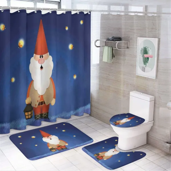 Elf at Night with a Lantern on a shower curtain