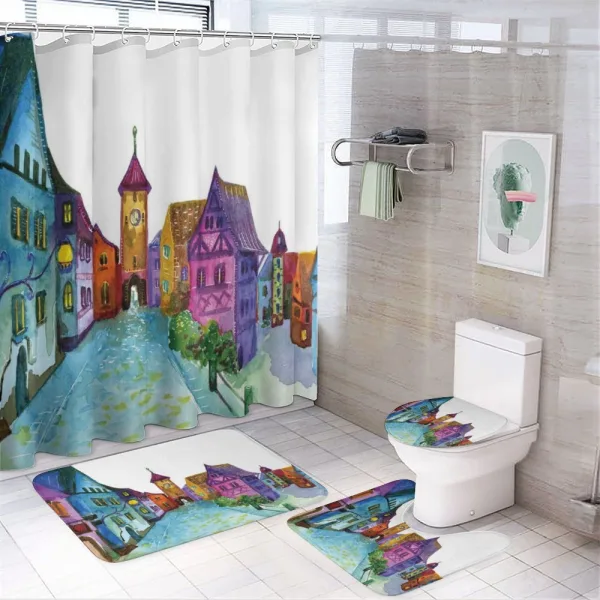 European House Scenery on a shower curtain