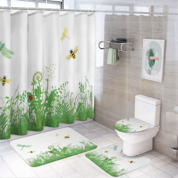 Flourishing Foliage Bees on a shower curtain