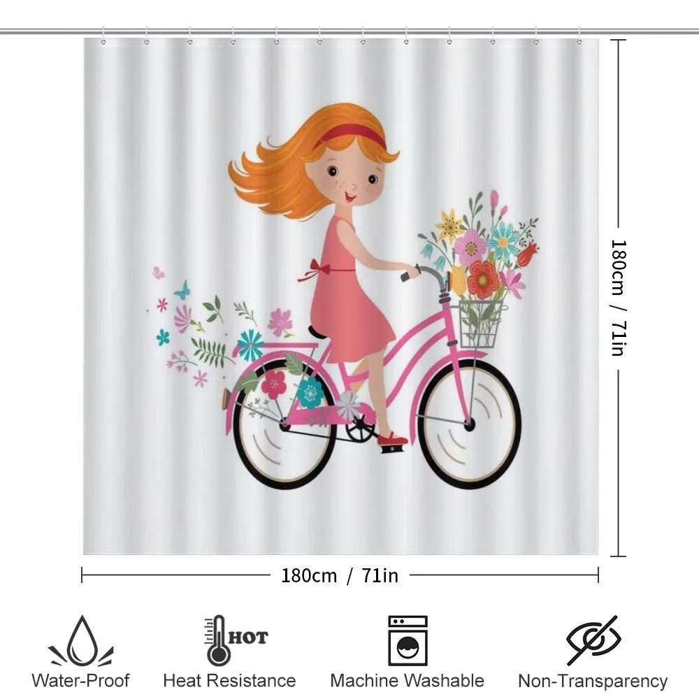 Happy Girl on Bike Flowers — Detail 2