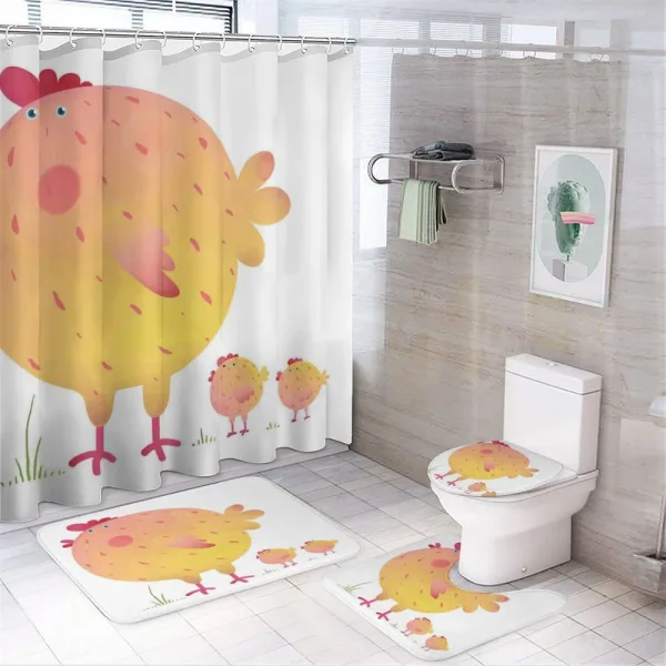 Mother Hen and Chicks on a shower curtain
