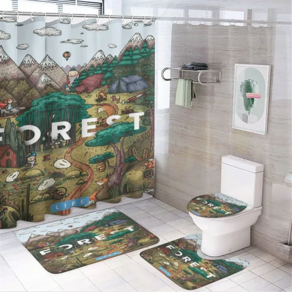 Mountain Range Valley on a shower curtain