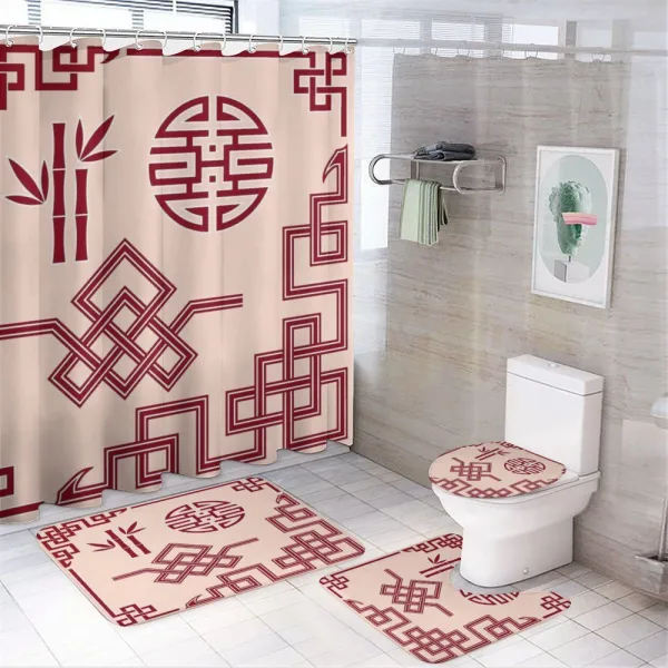 Oriental Design Elements on a shower curtain