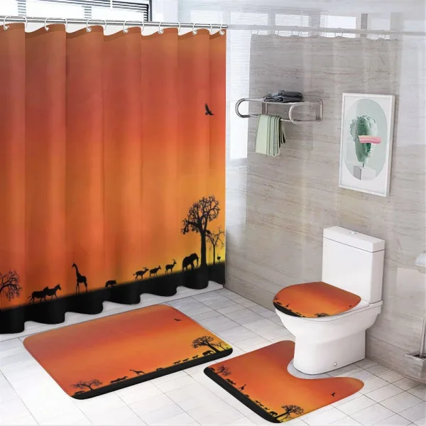 Safari Sunset with Gull on a shower curtain