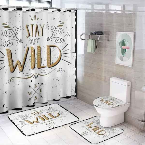 Stay Wild Hand Lettering on a shower curtain