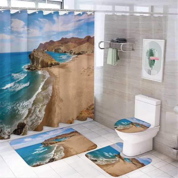 Summer Beach Spain on a shower curtain