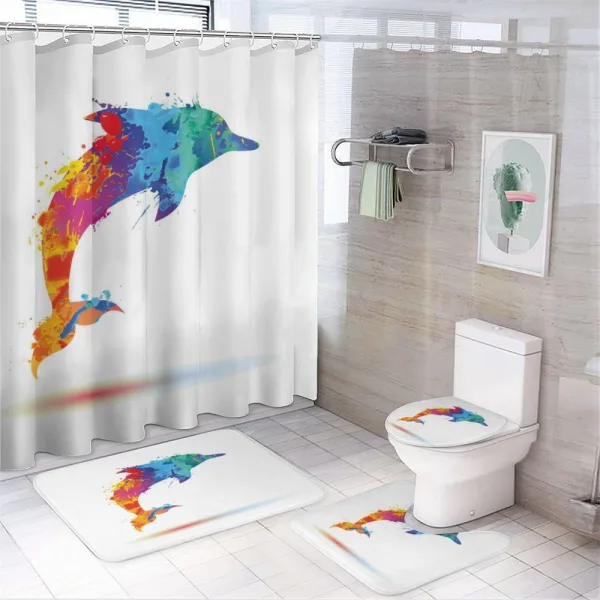 Vibrant Ocean Mammal on a shower curtain