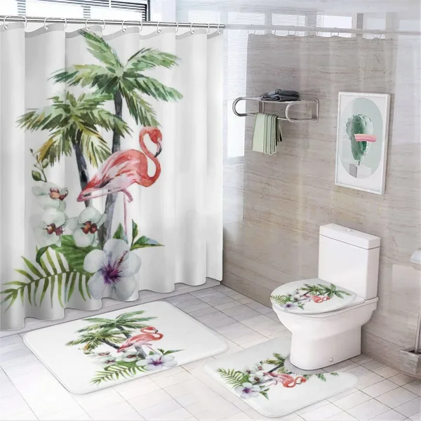 Watercolor Art Trees on a shower curtain