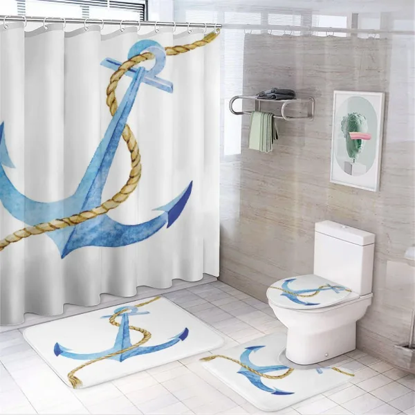 Watercolor Beach Things on a shower curtain