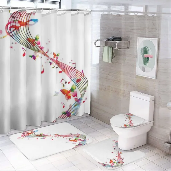 Colorful Notes Butterfly on a shower curtain