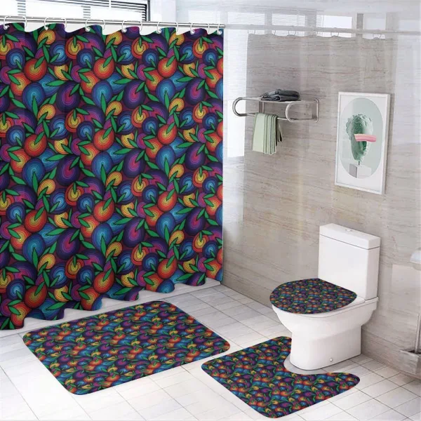 Colorful Spiral Blossoms on a shower curtain