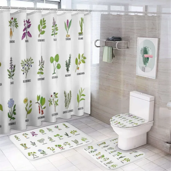 Educational Herbs Design on a shower curtain