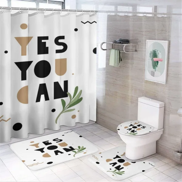 Encouraging Phrase Leaf on a shower curtain