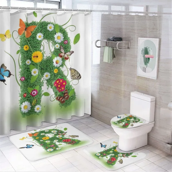 Flora and Fauna R on a shower curtain