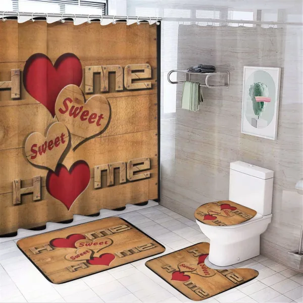 Hearts Words on a shower curtain