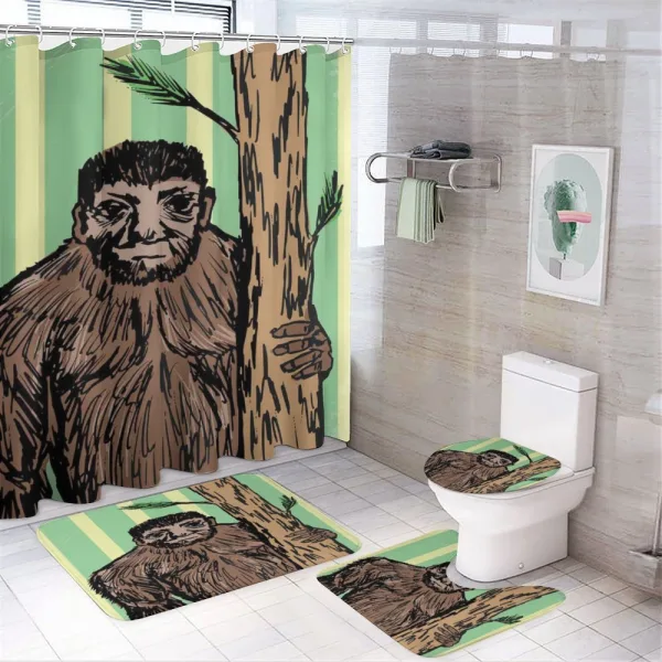 Mysterious Yeti Sketch on a shower curtain
