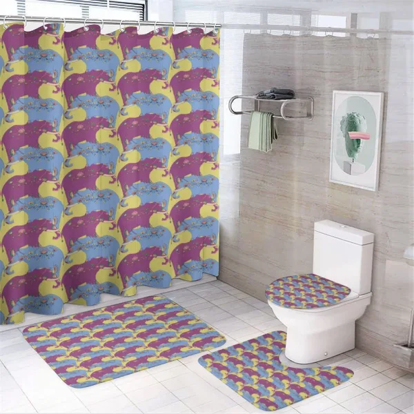 Oriental Floral Elephants on a shower curtain