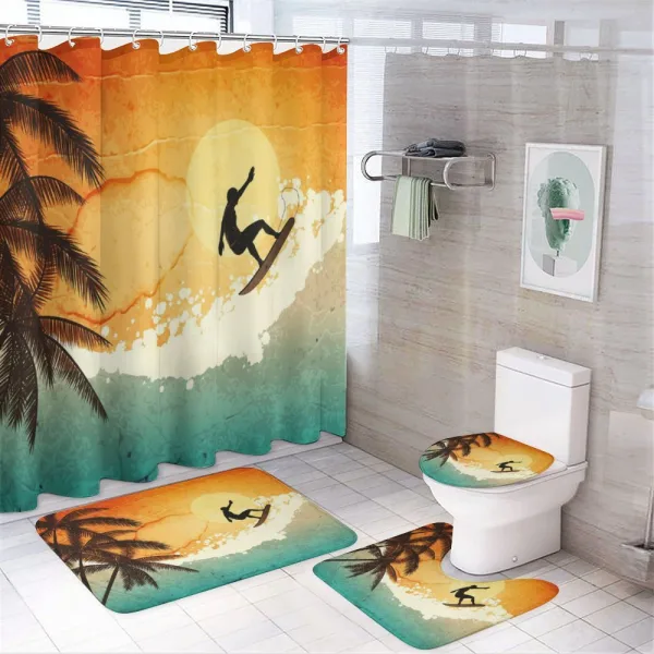 Surfer Sea Palms Sunset on a shower curtain