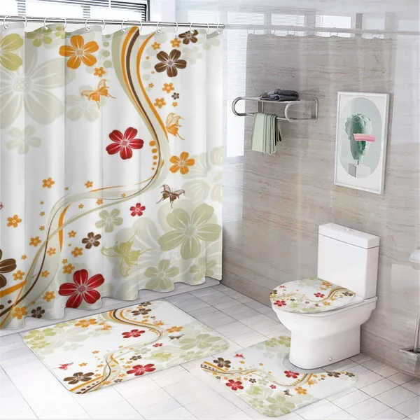 Swirling Florets Botany on a shower curtain