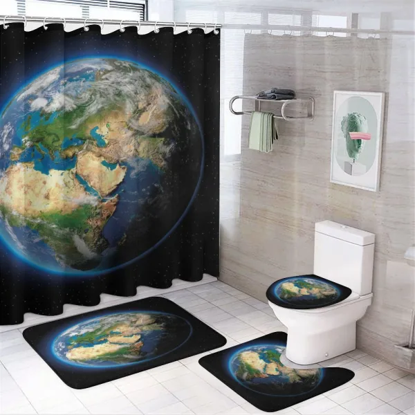 Vivid Blue Seas Greenery on a shower curtain