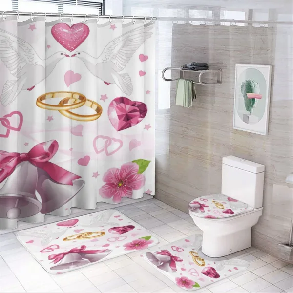 Wedding Rings Hearts on a shower curtain