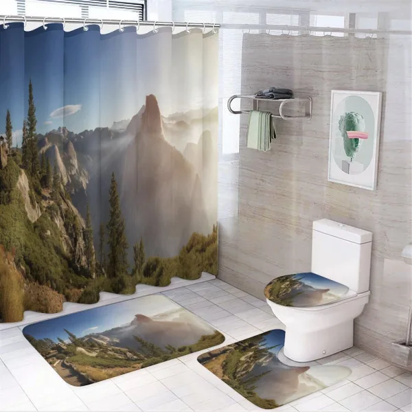 Yosemite Valley Panorama on a shower curtain