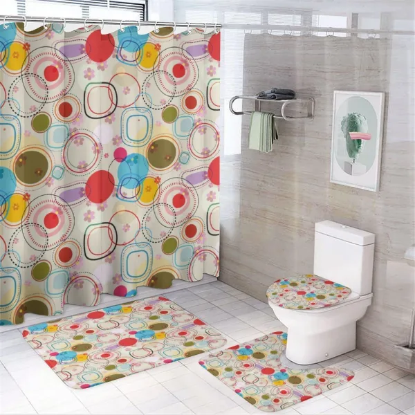 Abstract Shapes Circles on a shower curtain