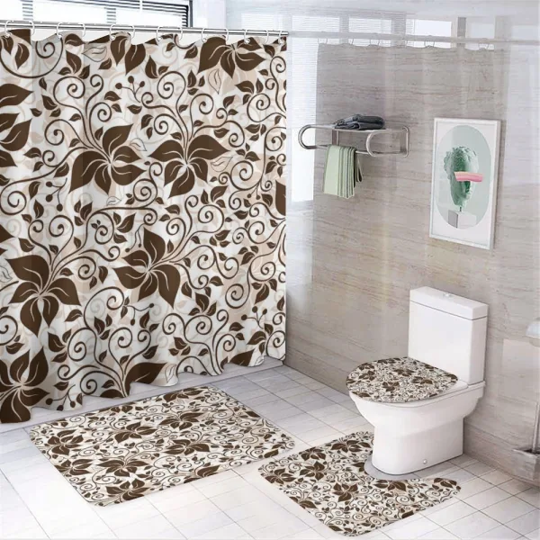 Brown Flower Leaves on a shower curtain