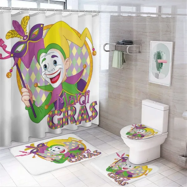 Cartoon Jester Mask on a shower curtain