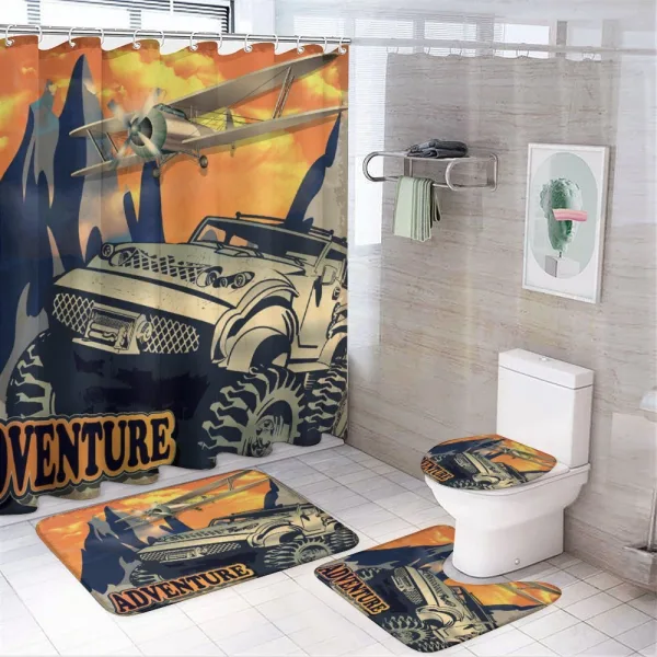 Grunge Big Car Plane on a shower curtain