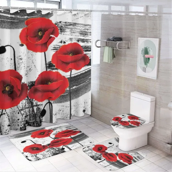 Grunge Brush Flowers on a shower curtain