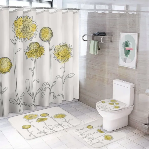 Hand Drawn Botany on a shower curtain
