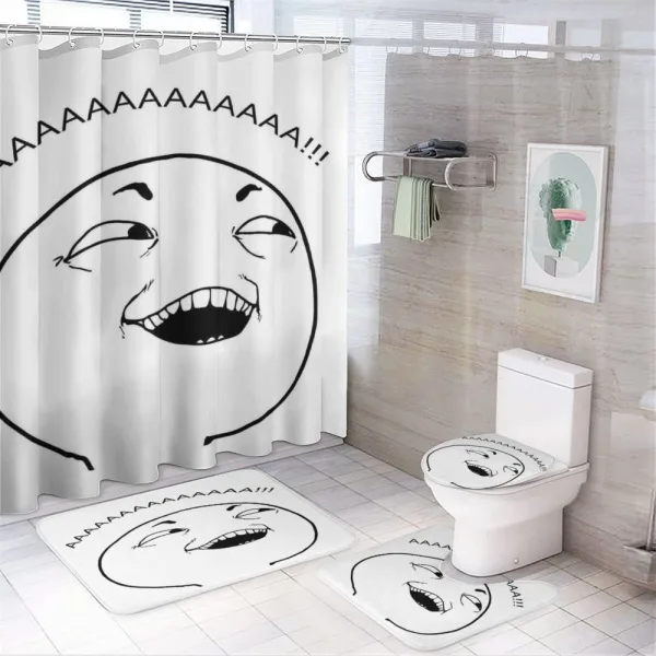 Happy Boy Meme Emojis on a shower curtain