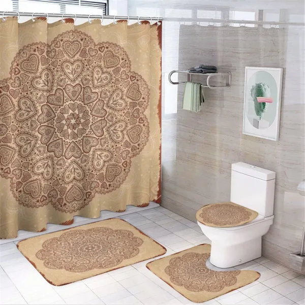 Heart and Tulips on a shower curtain