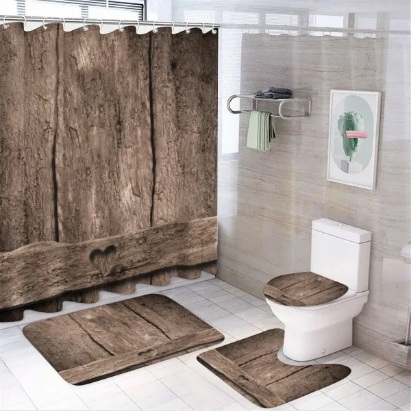 Heart on Wood on a shower curtain