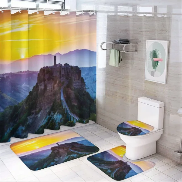 Historical Castle Town on a shower curtain
