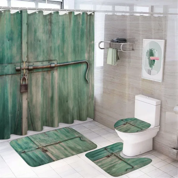 Old Closed Door on a shower curtain