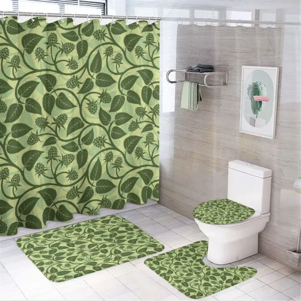 Raspberry Leaves Garden on a shower curtain