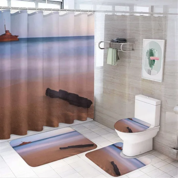 Shipwreck on Sea Dusk on a shower curtain