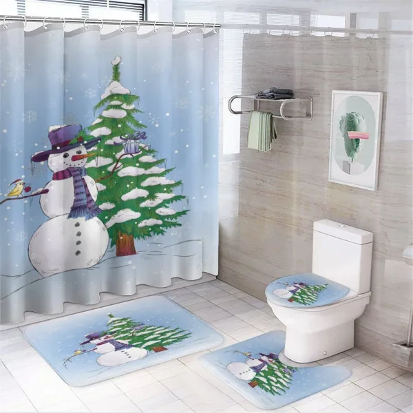 Snowman and Tree on a shower curtain