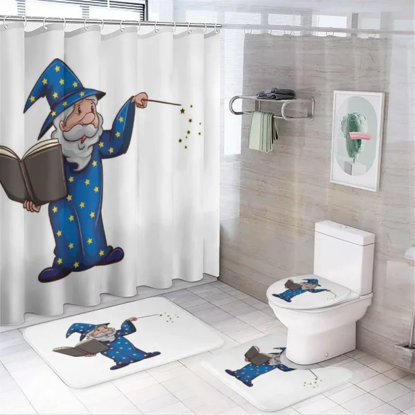 Sorcerer Man Book Spell on a shower curtain